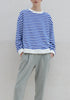 Paisie Striped Breton Cotton Sweatshirt in Blue and White