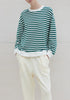 Paisie Striped Breton Cotton Sweatshirt in Green and White