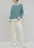Paisie Striped Breton Cotton Sweatshirt in Green and White