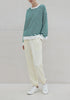 Paisie Striped Breton Cotton Sweatshirt in Green and White