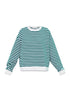 Paisie Striped Breton Cotton Sweatshirt in Green and White Cut Out