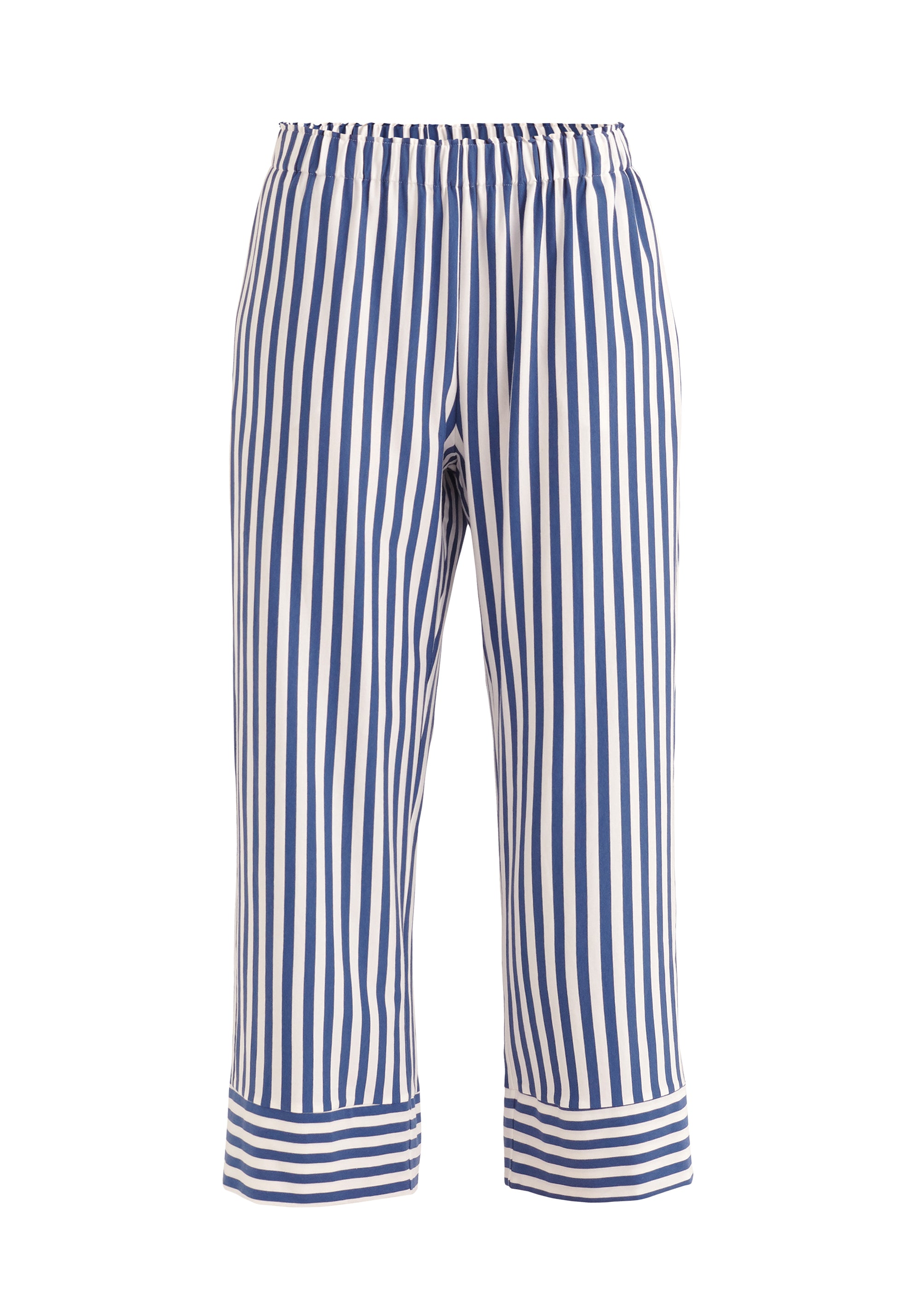 Paisie Striped Pyjama Bottoms in Blue and White Cut Out