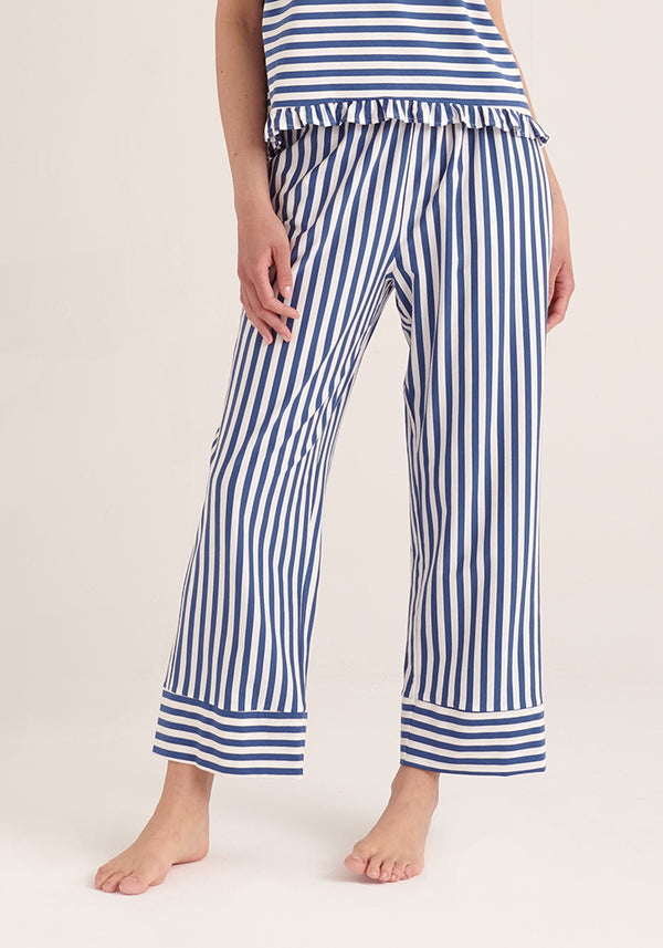 Paisie Striped Pyjama Bottoms in Blue and White