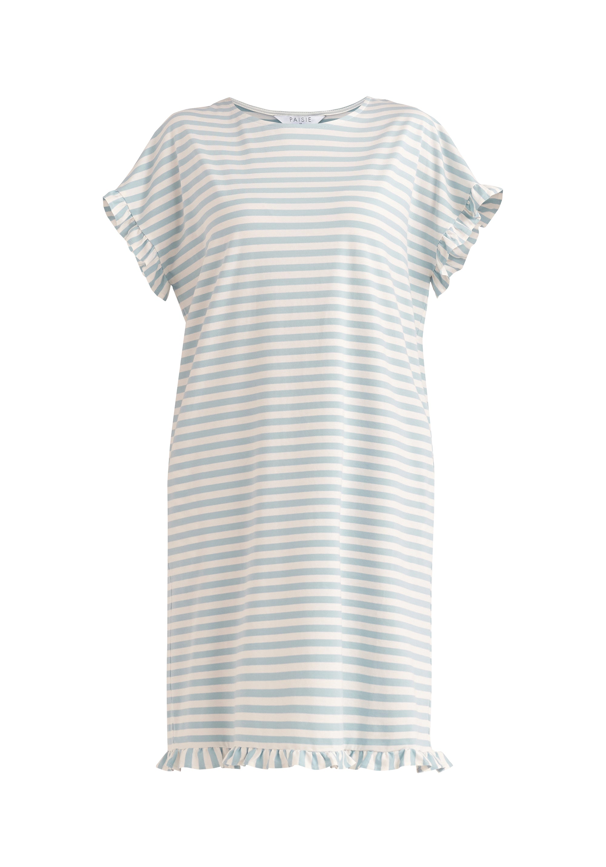 Paisie Striped Cotton Pyjama Dress in Light Blue and White Cut Out