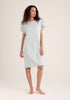 Paisie Striped Cotton Pyjama Dress in Light Blue and White