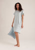 Paisie Striped Cotton Pyjama Dress in Light Blue and White