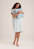 Paisie Striped Cotton Pyjama Dress in Light Blue and White