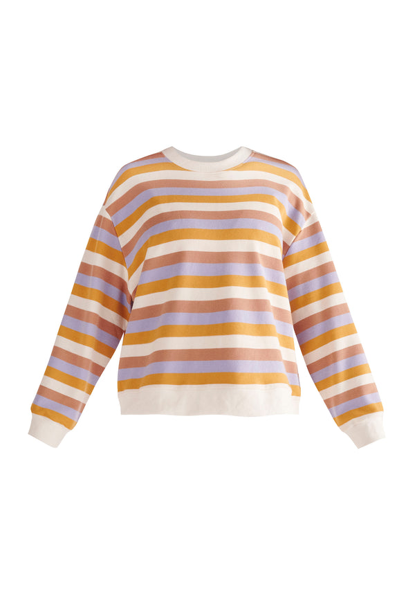 Paisie Breton Rainbow Stripe Crew Neck Sweatshirt Cut Out