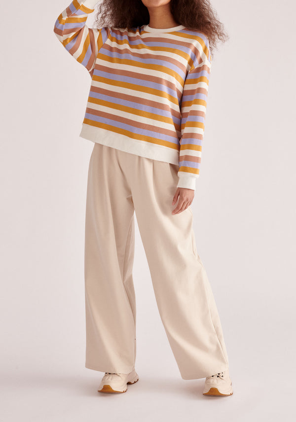 Paisie Breton Rainbow Stripe Crew Neck Sweatshirt