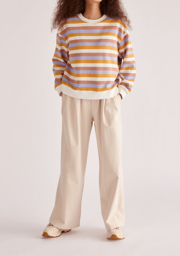Paisie Breton Rainbow Stripe Crew Neck Sweatshirt