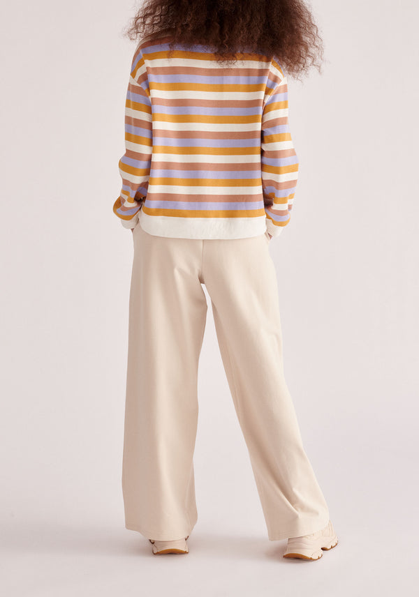 Paisie Breton Rainbow Stripe Crew Neck Sweatshirt Back