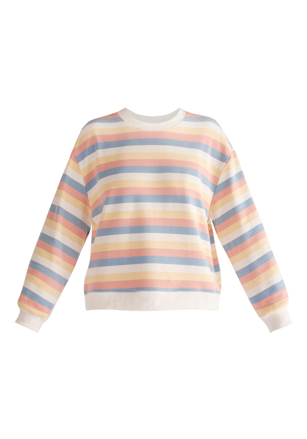 Paisie Breton Rainbow Stripe Crew Neck Sweatshirt Cut Out