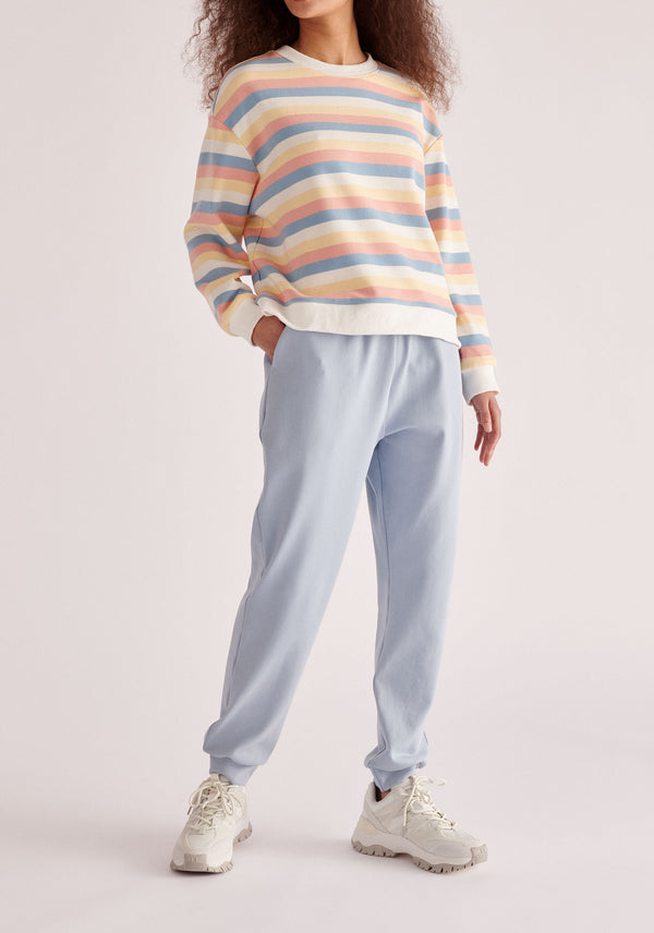 Paisie Breton Rainbow Stripe Crew Neck Sweatshirt