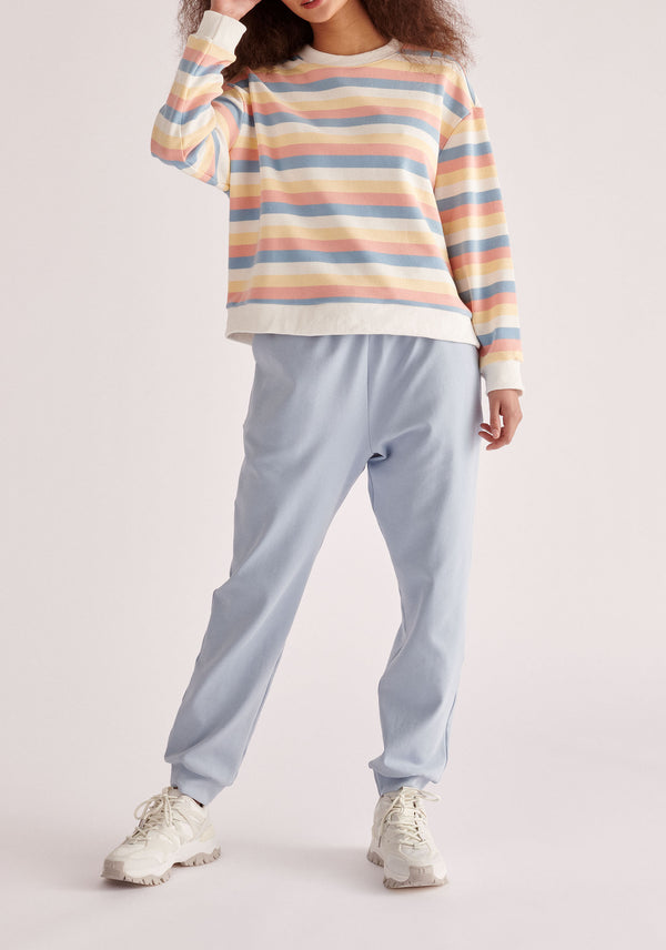 Paisie Breton Rainbow Stripe Crew Neck Sweatshirt