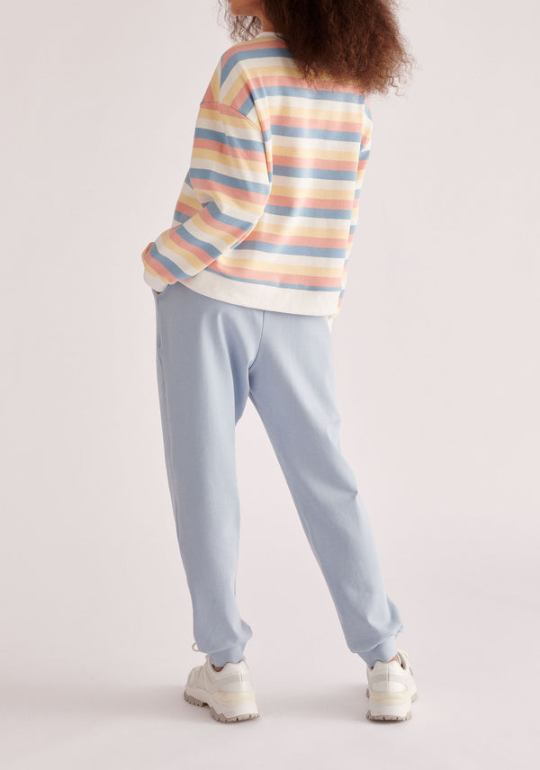 Paisie Breton Rainbow Stripe Crew Neck Sweatshirt Back