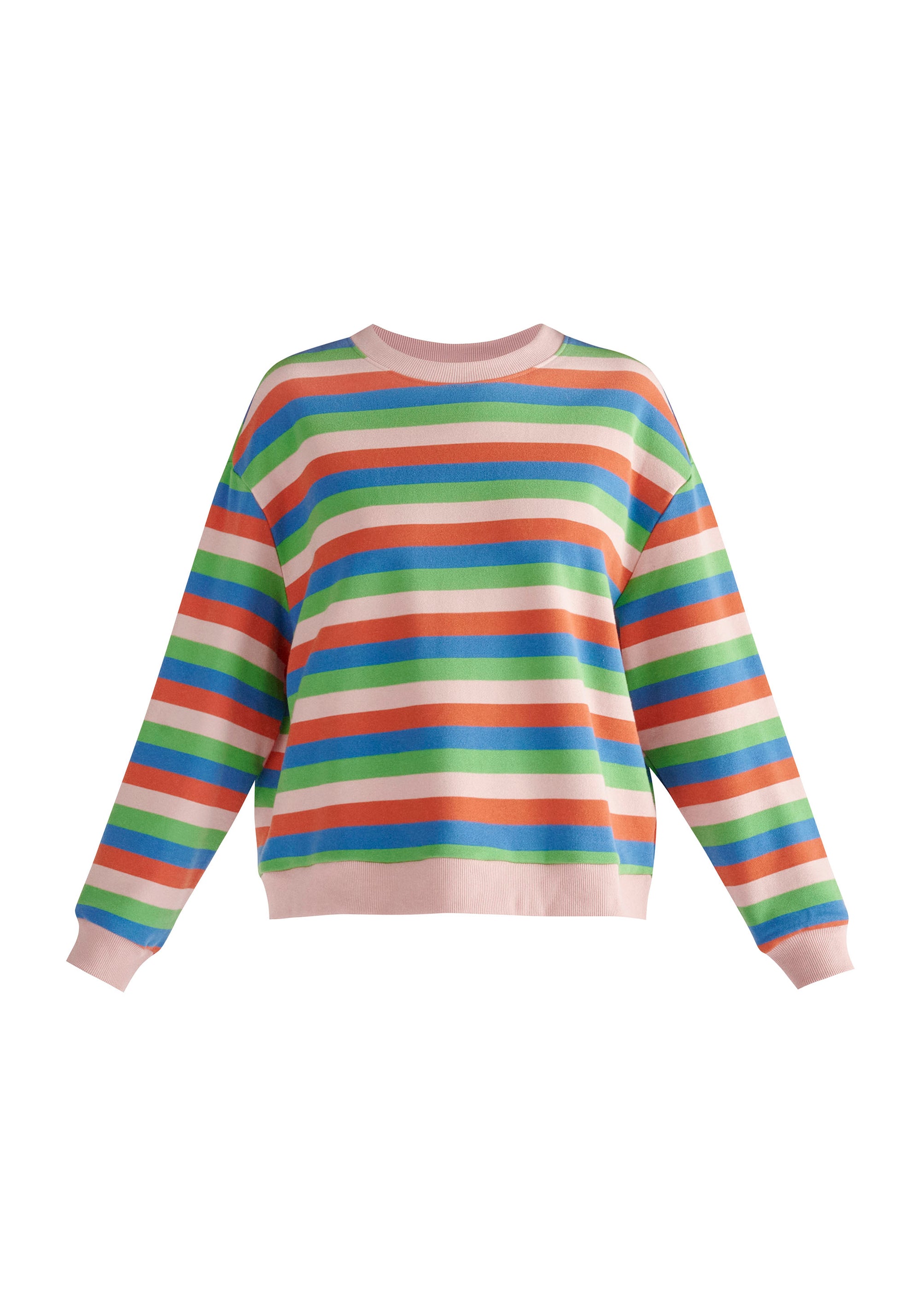 Paisie Breton Rainbow Stripe Crew Neck Sweatshirt Cut Out