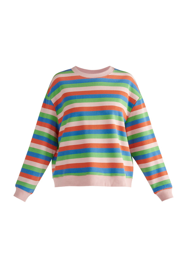 Paisie Breton Rainbow Stripe Crew Neck Sweatshirt Cut Out