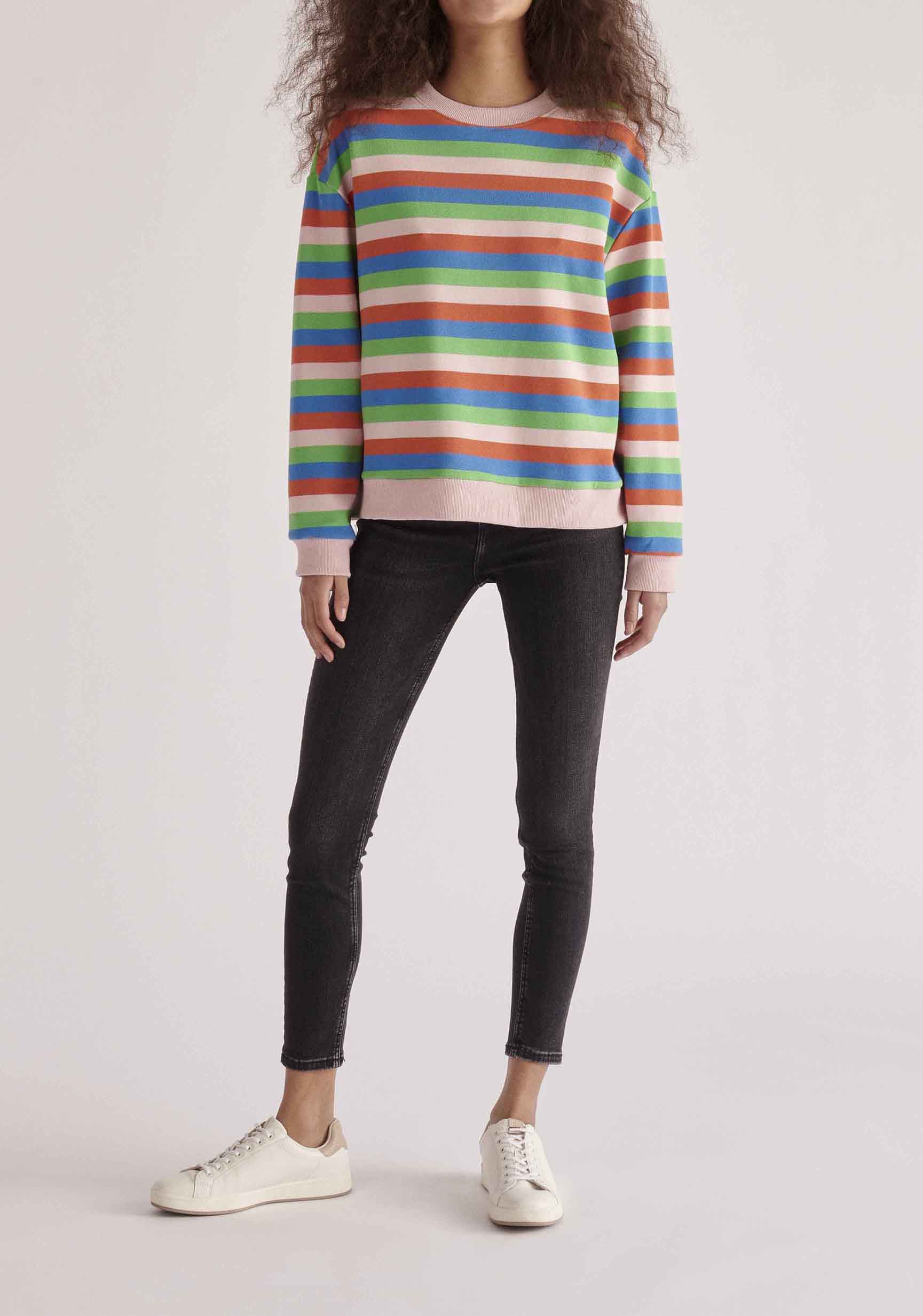 Paisie Breton Rainbow Stripe Crew Neck Sweatshirt