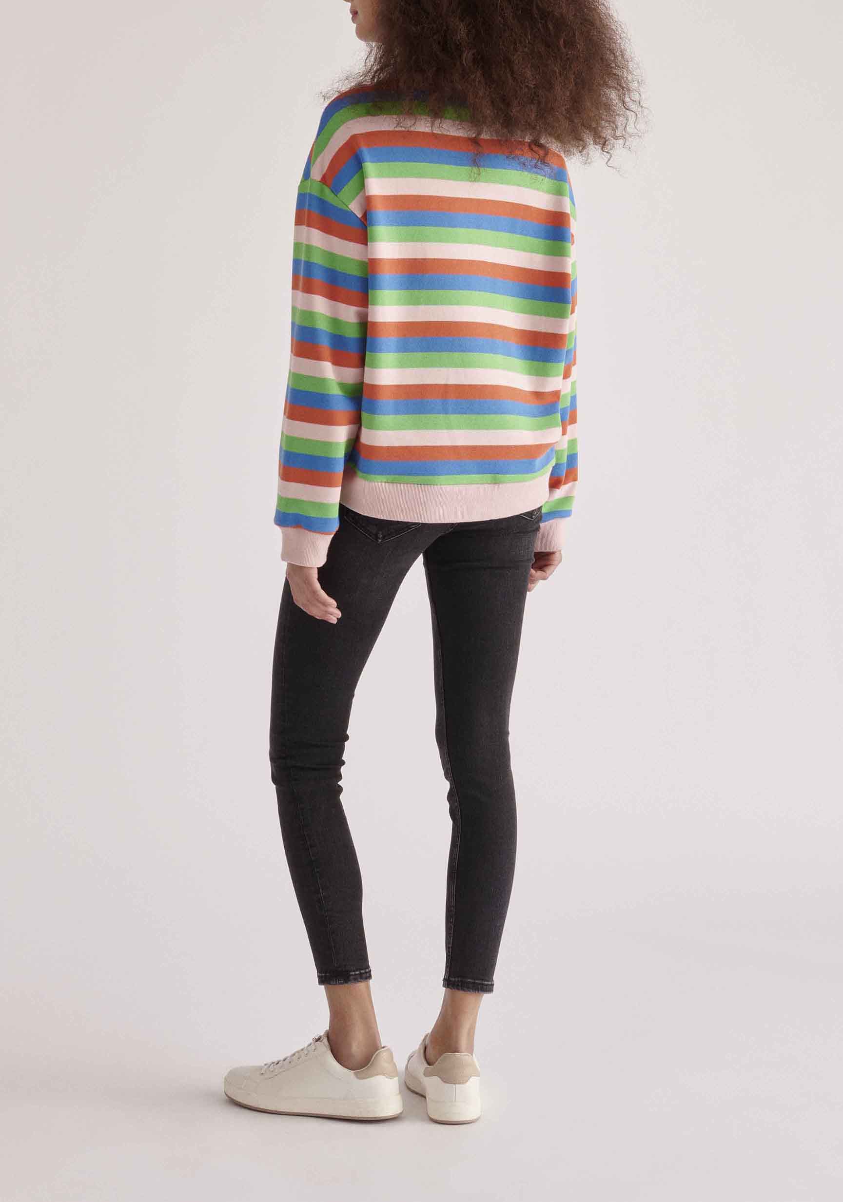 Paisie Breton Rainbow Stripe Crew Neck Sweatshirt Back