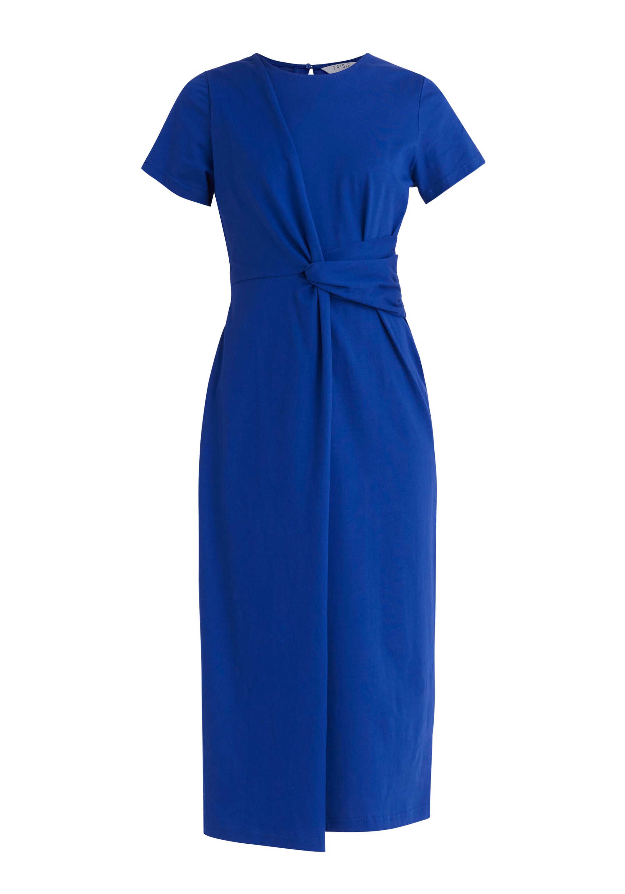 Paisie Midi Cotton Jersey Twist Dress in Royal Blue Cut Out