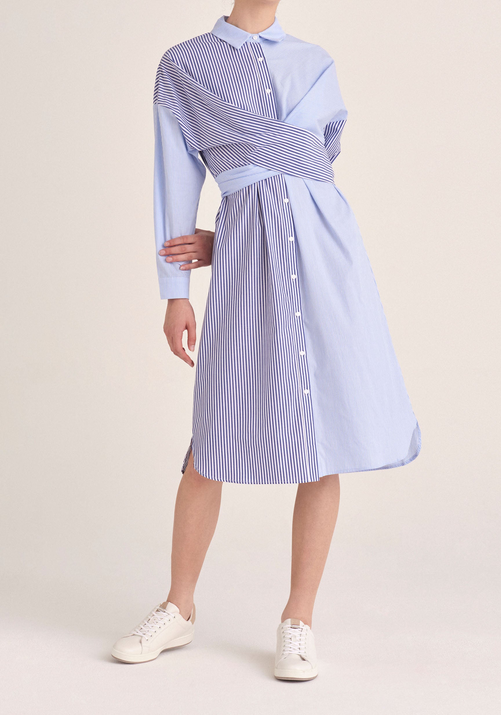 Contrast Stripe Shirt Dress