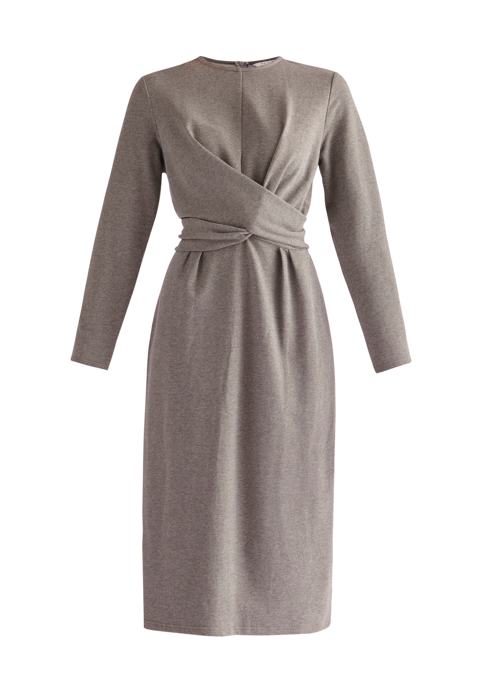 Paisie Midi Jersey Tie Dress in Grey Cut Out
