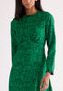 Paisie Midi Dalmatian Print Dress in Green Close Up