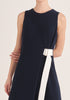 Paisie Wrap Jumpsuit with Belt in Navy and White Close Up