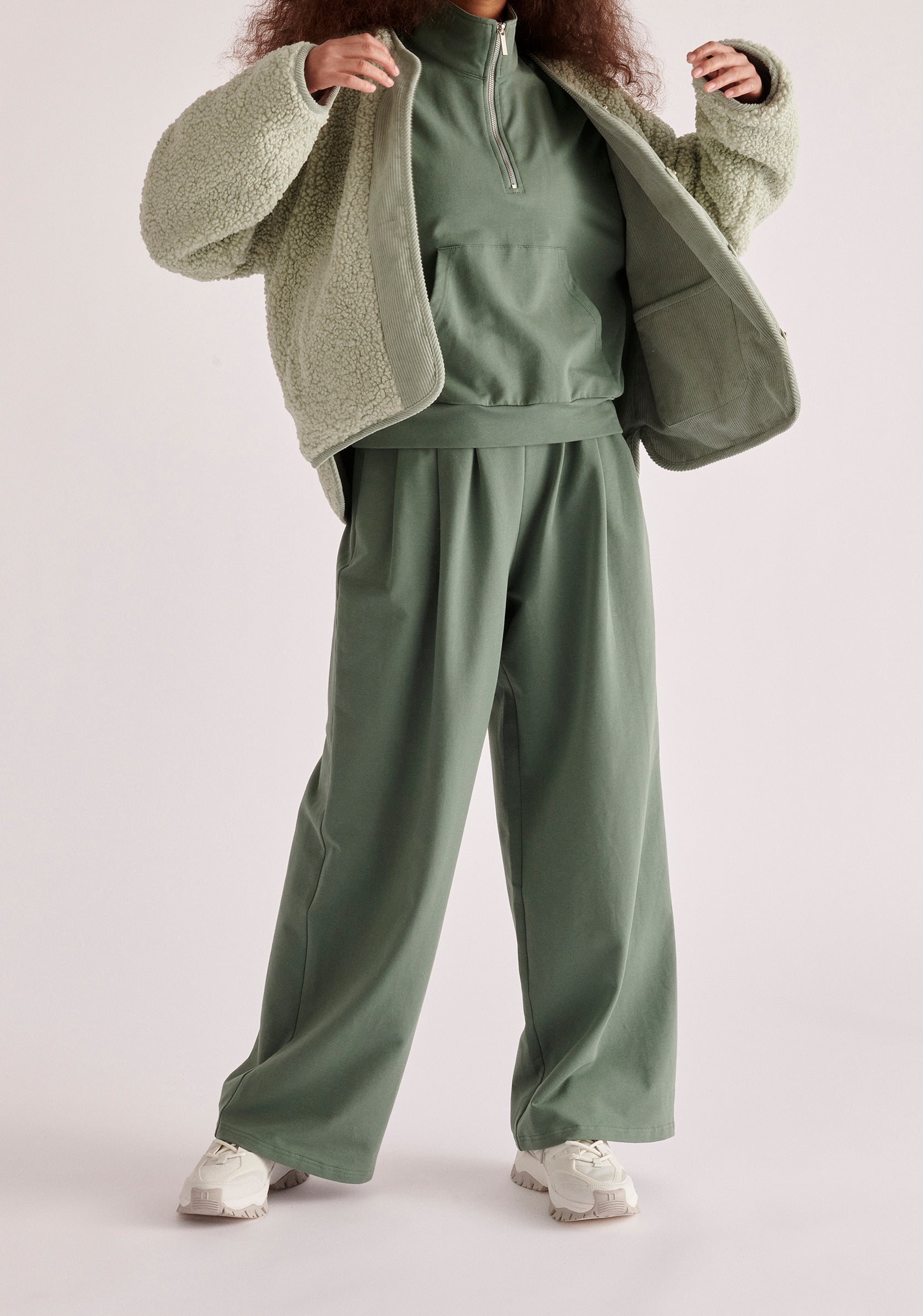Paisie Reversible Corduroy and Fleece Jacket in Mint Green