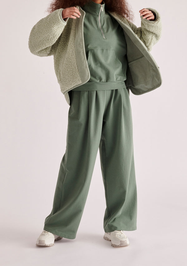 Paisie Reversible Corduroy and Fleece Jacket in Mint Green