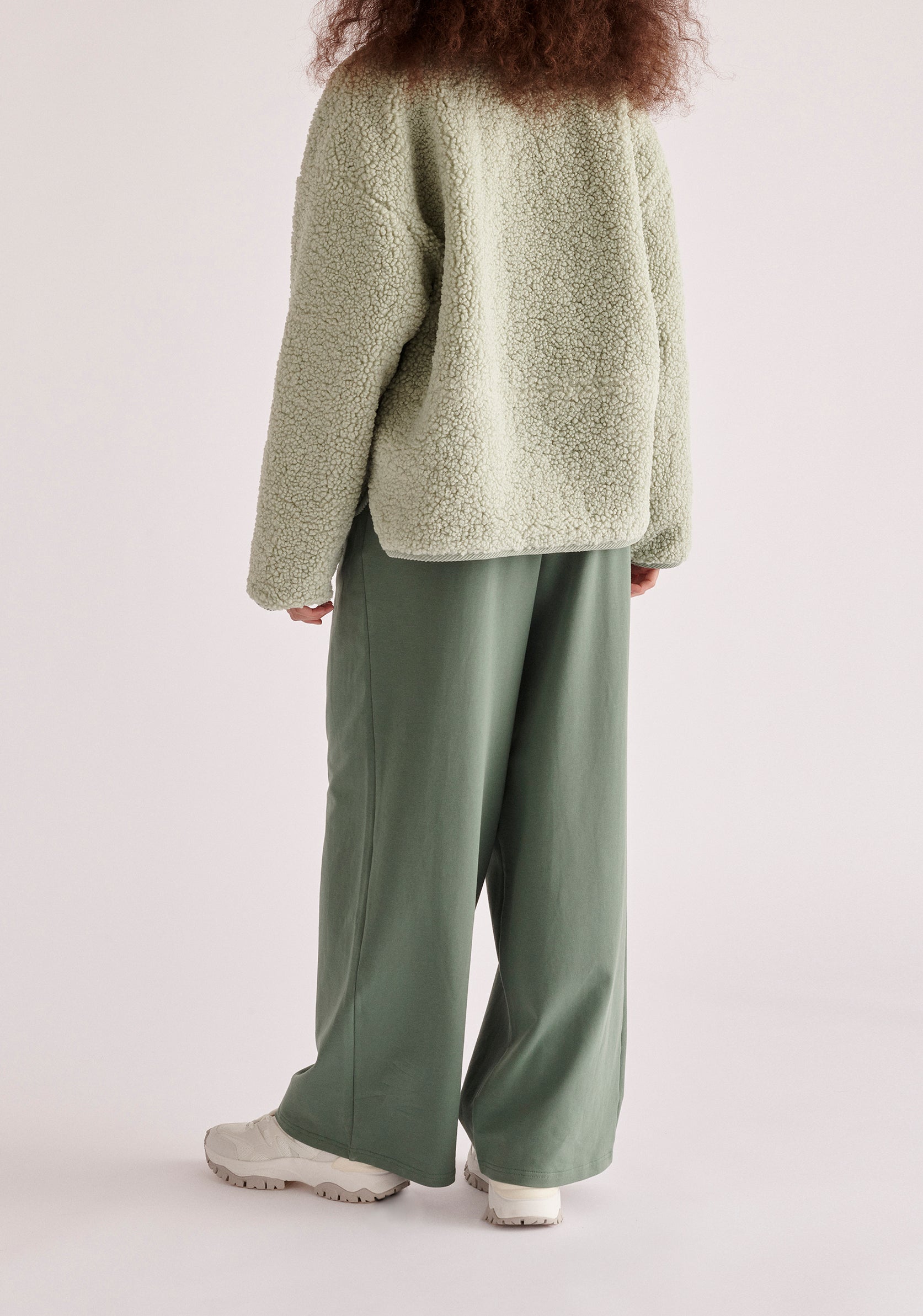 Paisie Reversible Corduroy and Fleece Jacket in Mint Green Back