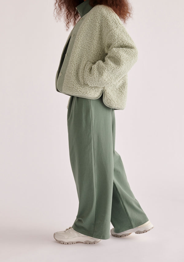 Paisie Reversible Corduroy and Fleece Jacket in Mint Green Side