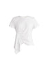 Paisie Ruched Short Sleeve Cotton Top in White Cut Out
