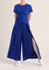 Paisie Ruched Short Sleeve Cotton Top in Royal Blue