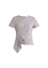 Paisie Ruched Short Sleeve Cotton Top in Light Grey Cut Out
