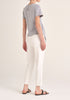 Paisie Ruched Short Sleeve Cotton Top in Light Grey Back