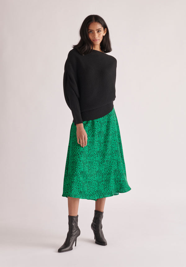 Paisie Dalmatian Print Midi Skirt in Green