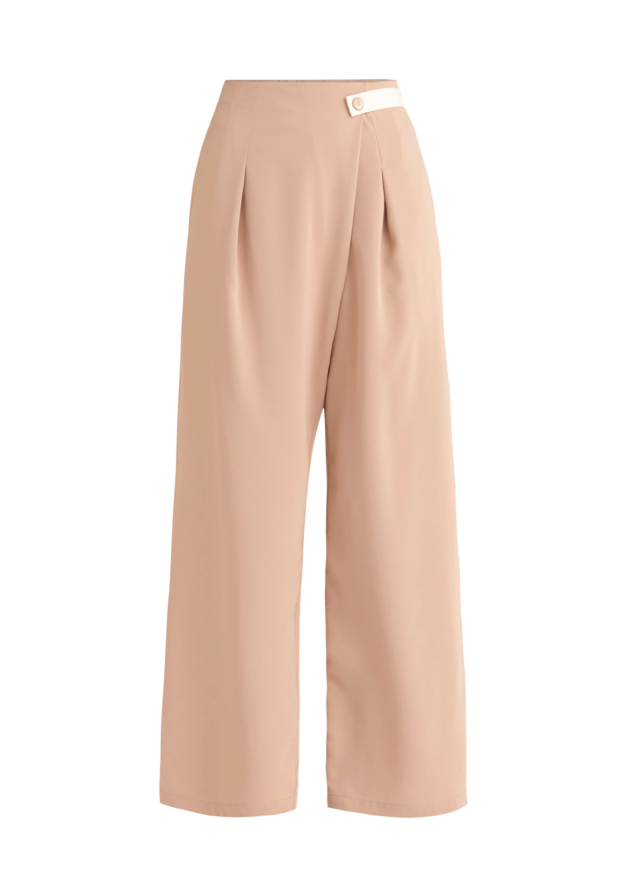 Paisie Contrasting Wide Leg Trousers in Beige Cut Out
