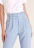 Paisie Cropped Paperbag Waist Trousers in Light Blue Close Up