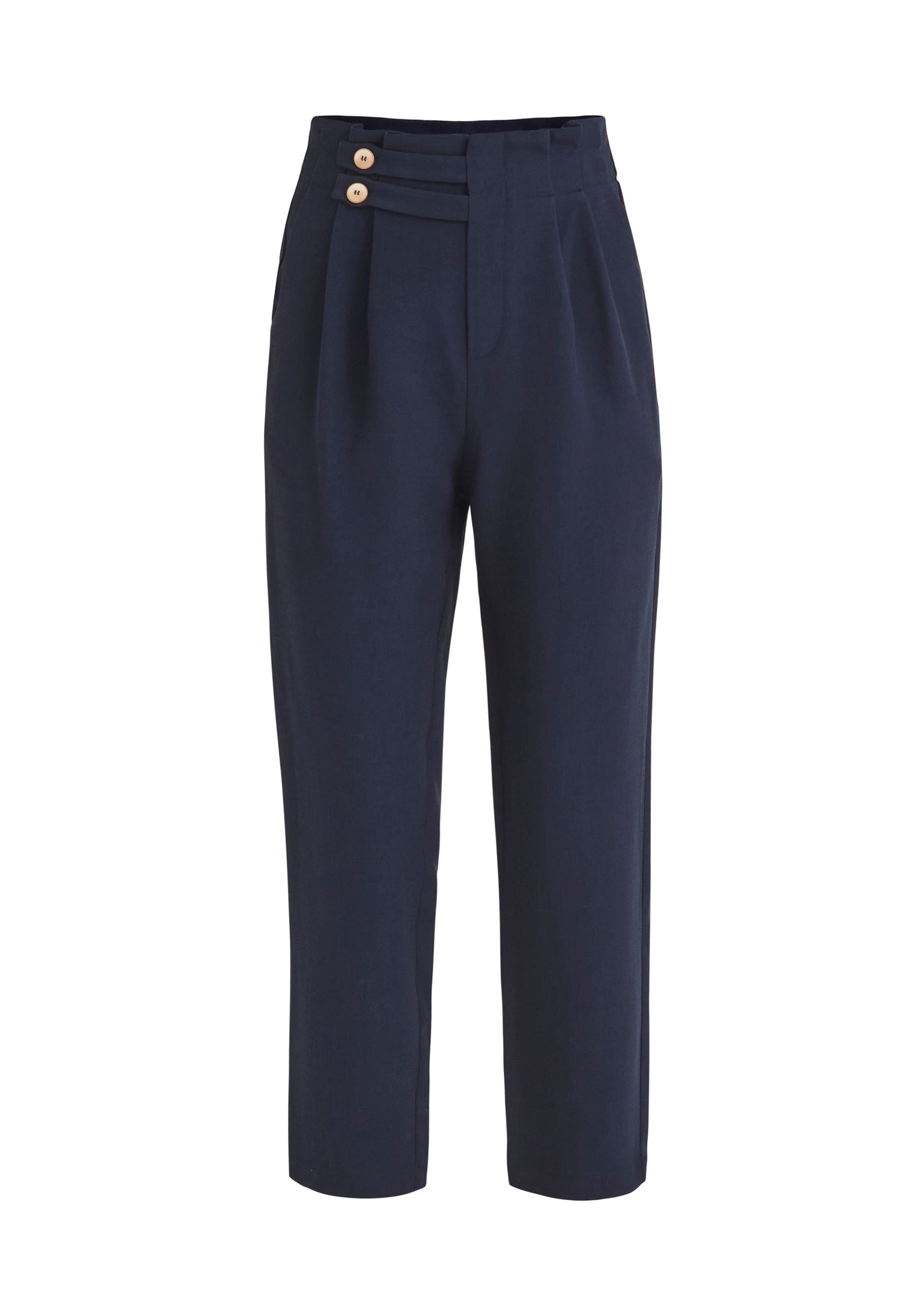 Paisie Cropped Paperbag Waist Trousers in Navy Cut Out