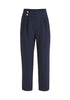 Paisie Cropped Paperbag Waist Trousers in Navy Cut Out