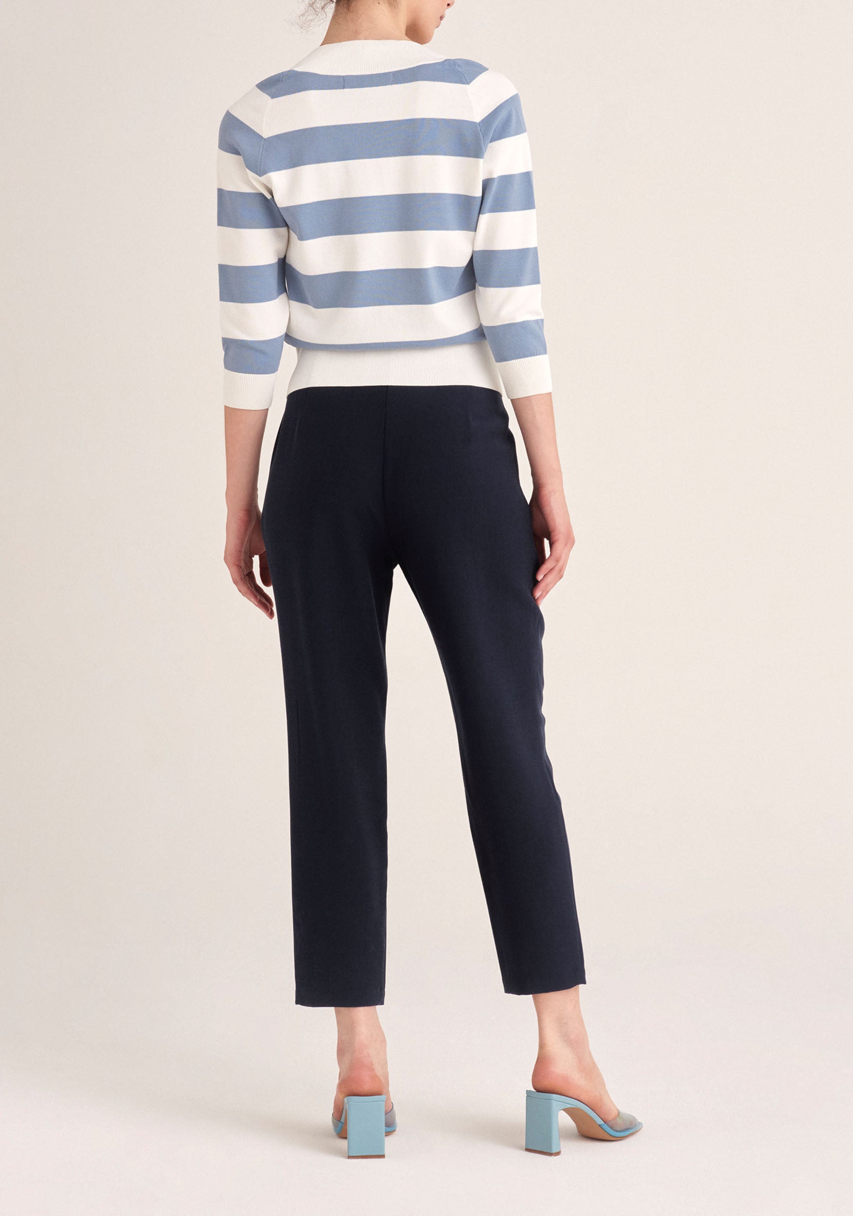 Paisie Cropped Paperbag Waist Trousers in Navy Back