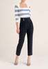 Paisie Cropped Paperbag Waist Trousers in Navy