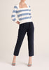 Paisie Cropped Paperbag Waist Trousers in Navy