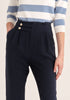 Paisie Cropped Paperbag Waist Trousers in Navy Close Up