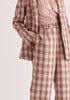 Paisie Plaid Suit Trousers in Pink and Brown Tones Close Up