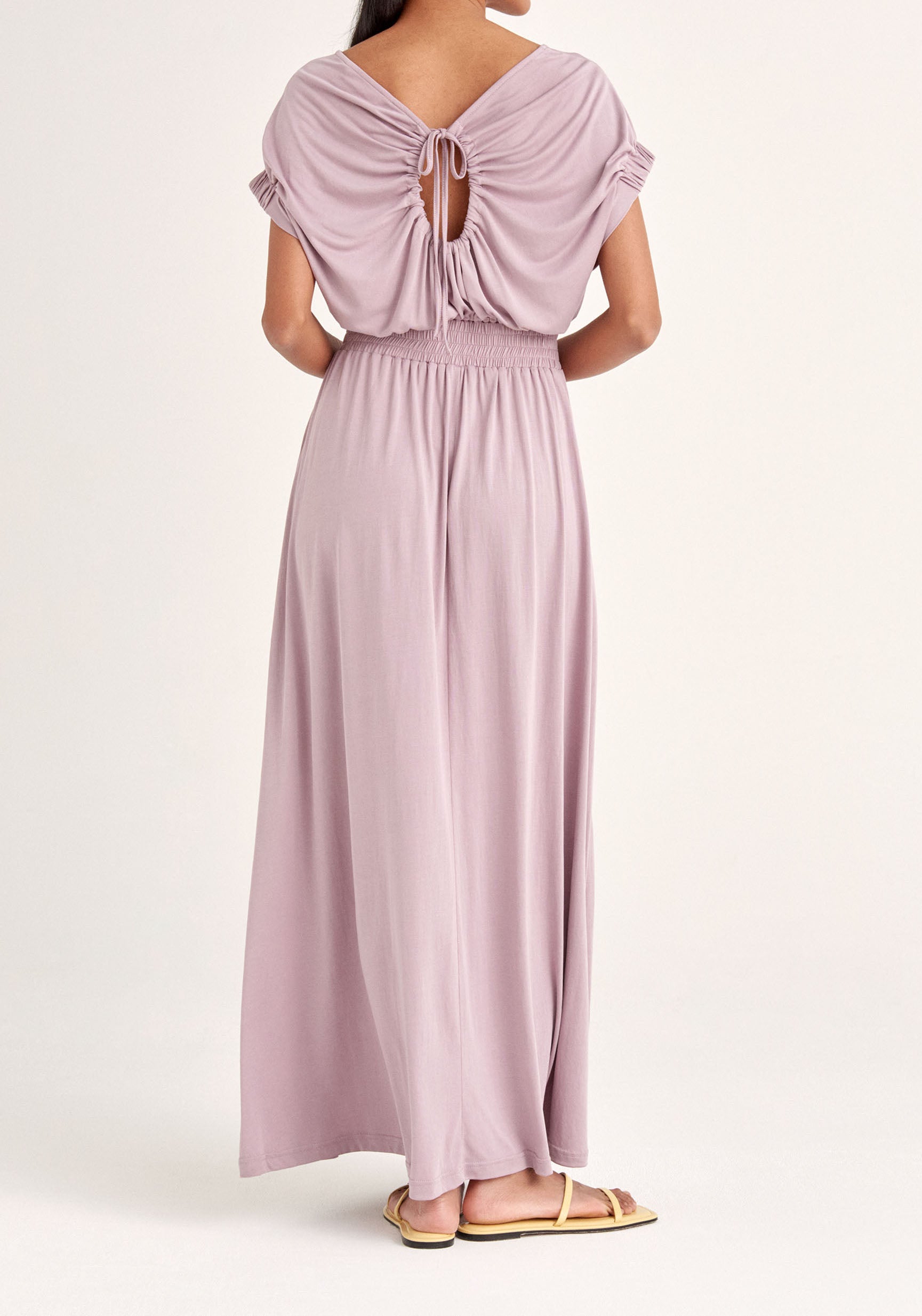 Paisie Maxi Dress with Cut Out in Lilac Back