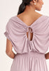 Paisie Maxi Dress with Cut Out in Lilac Close Up