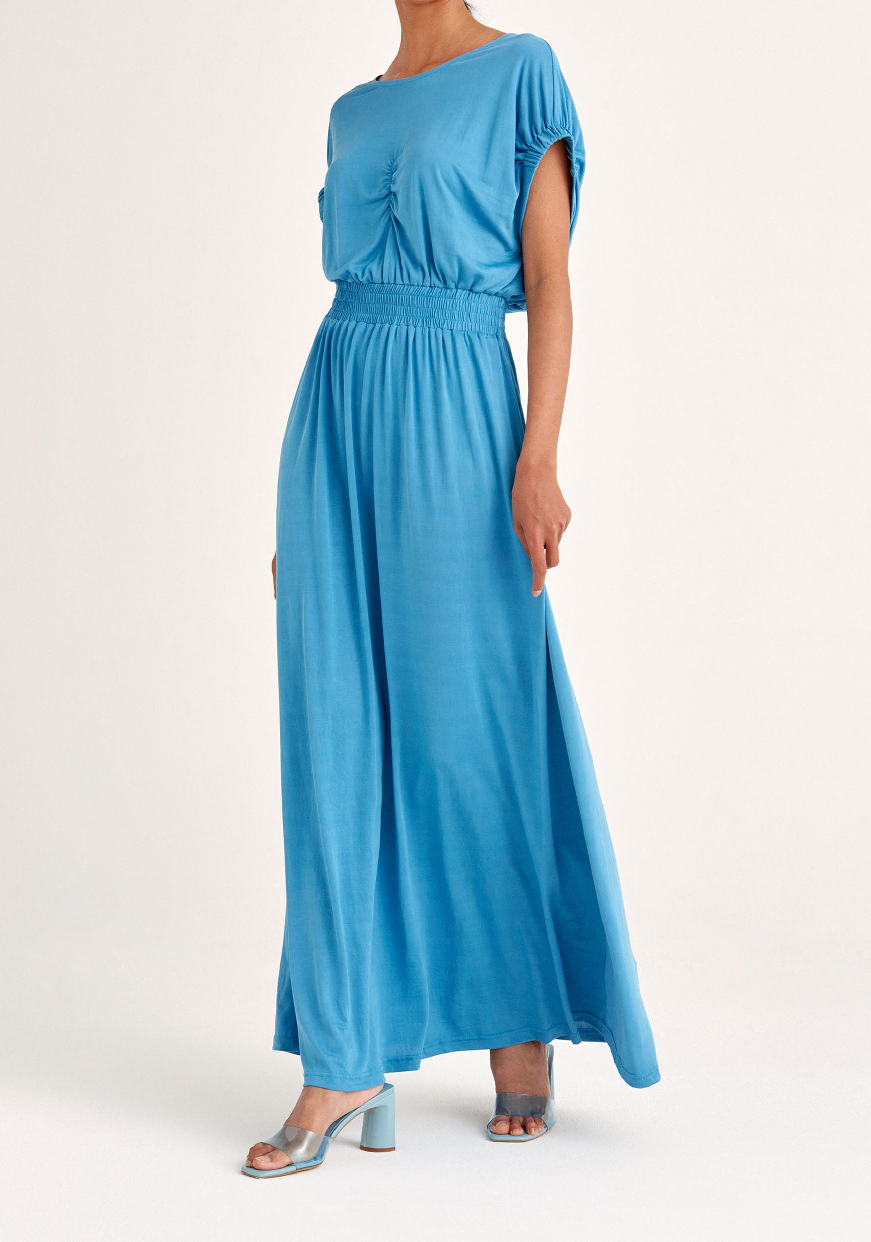 Paisie Maxi Dress with Cut Out in Blue