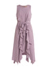 Paisie Sleeveless Frilled Belted Dress in Lilac Cut Out